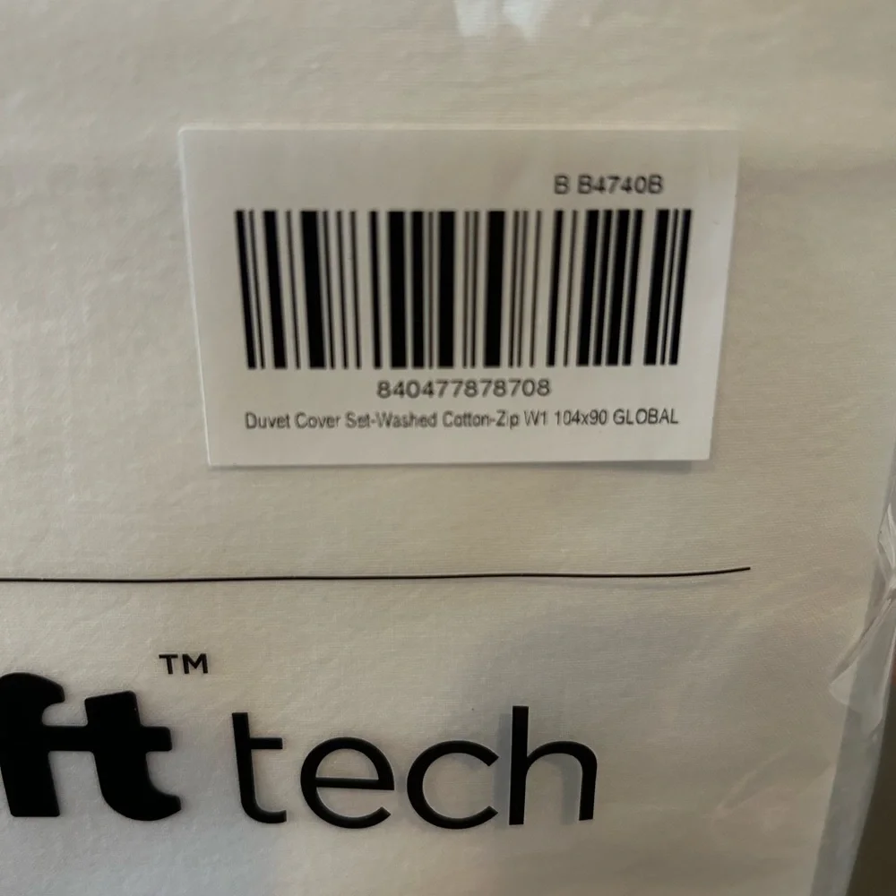 100% Washed Cotton Duvet Cover in White